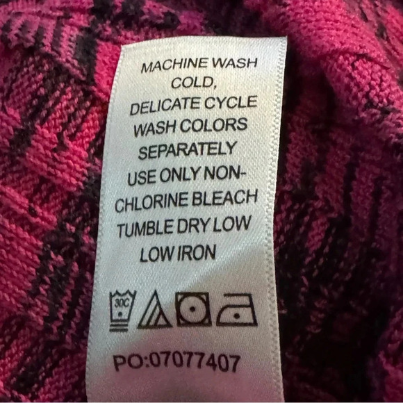 Roamans 3X Sweater Pink Black Striped Long Sleeve Henley Scoop Neck Asymmetrical - Picture 7 of 7